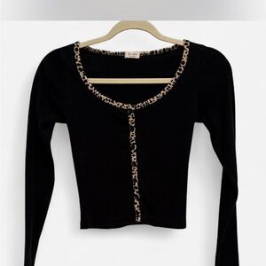 Brandy Melville Black Top with Leopard Trim